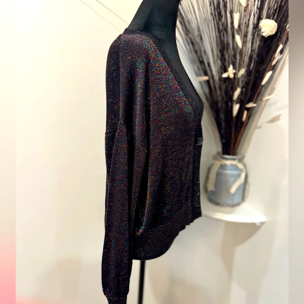 Joseph A Shimmer Cardigan | Holiday Glam Sweater | Sparkle Knit S